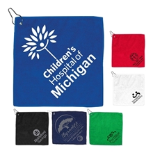 THE WEDGE 300GSM Heavy Duty Microfiber Golf Towel with Metal Grommet and Clip 12 x 12
