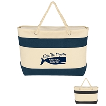 Large Cruising 16 oz Recycled Cotton Canvas Tote Bag With Rope Handles