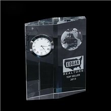 Clearaward Global Time Optical Crystal Globe Desk Clock Award