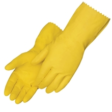 Yellow Latex Unsupported Flock Lined Glove
