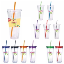 Clear Tumbler with Colored Lid - 24 oz