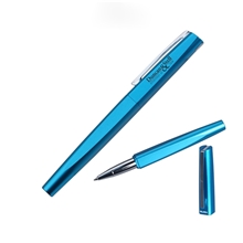 MoMA Aluminum Cap - off Ballpoint Faceted Blue Pen Metallic Finish