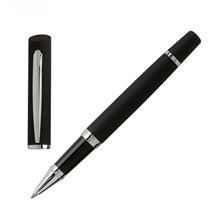 Cerruti Soft Rollerball Pen Cap - Off Brass Black Soft Touch Wide Body Barrel Texture