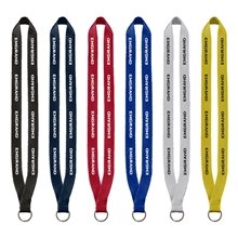 3/4 Polyester Lanyard with Sewn Silver Metal Split - Ring