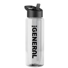 The Guzzler - 32 oz Transparent Bottle with Flip Straw lid