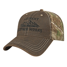 Faux Leathered Poly / Cotton Camo Cap