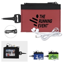 ZIP TUNE ID Mobile Tech Earbud Kit in Travel ID Wallet Components inserted into Zipper Pack ID Wallet
