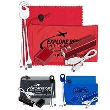 DAYSAVER LUX Mobile Tech Metal Power Bank Charging Kit with Microfiber Cloth in Microfiber Cinch Pouch