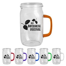 27 oz Tritan(TM) Clear Mason Jar with Translucent Colored Handle