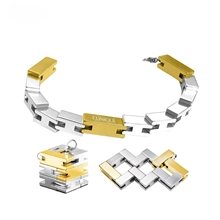 PlayableART Metal Bracelet Cube Silver Gold Art Puzzle