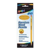 Set of 20 2 HB Yellow Pencils With Pink Eraser