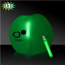 12 Inch Inflatable Beach Balls with one 6 Inch Glow Stick - Green