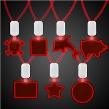 Clear Plastic Necklace with Plastic Medallion and Red LEDS
