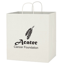 Kraft Paper White Shopping Bag - 14 x 15