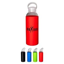 18 oz Glass Bottle with Color Silicone Sleeve