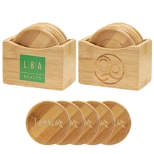 5 Piece Bamboo Coaster Set w / Coaster Stand