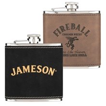 Leatherette Wrapped 6 oz Stainless Steel Hip Flask