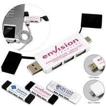 FREEDOM 2- in -1 3 Port Mini USB Hub with Type A Type C Adapter