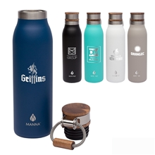 Manna(TM) 18 oz Ascend Stainless Steel Water Bottle w / Acacia Lid