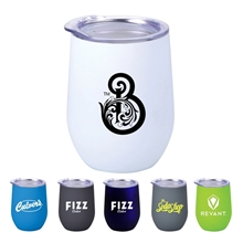 12 oz Vacuum Insulated Stainless Steel Stemless Wine Glass With Rubberized Finish