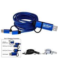 OSLO 5- in -1 Braided 6 Ft. Long Cell Phone Charging Cable