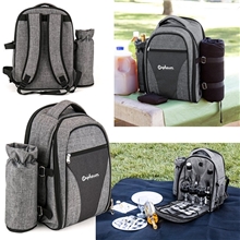 Wine Picnic Cooler Backpack for Four + Fleece Blanket