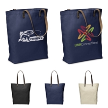 Urban Cotton Tote Bag with Leather Handles