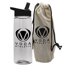The Flair - 26 oz Transparent Tritan(TM) Bottle in a Cotton Tote with Flip Straw Lid