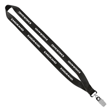 3/4 Economy Polyester Lanyard with Sewn Silver Tone Metal Bulldog Clip