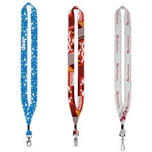 3/4 Dye - Sublimated Lanyard with Silver Tone Metal Crimp Split Ring