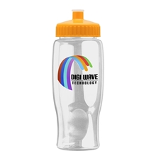 Poly - pure - 27 oz Transparent Bottle with Push pull lid and Digital Imprint