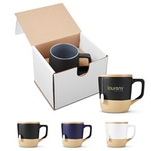 16.5oz Boston Ceramic Mug With Wood Lid In Mailer