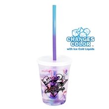 Mood 12 oz Rainbow Confetti Cup / Straw / Lid Set