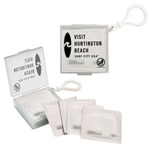 Individual Wet Wipes in Square Plastic Container Carabiner