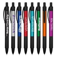 RETRAX Smooth Grip Metallic Retractable Ball Point Pen With Soft Touch Rubberized Trim