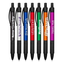 RETRAX Smooth Grip Metallic Retractable Ball Point Pen With Soft Touch Rubberized Trim - Black ink