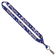 3/4 Dye - Sublimated Lanyard with Metal Crimp, Split - Ring Bulldog Clip
