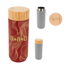 16 oz Full Color Stainless Steel Lexington Bottle With Bamboo Lid
