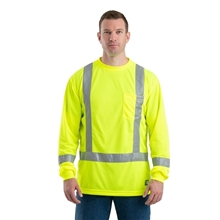 Berne Mens Tall Hi - Vis Class 3 Performance Long Sleeve T - Shirt