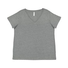 LAT Ladies Curvy V - Neck Fine Jersey T - Shirt