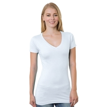 Bayside Ladies USA Made V - Neck T - Shirt