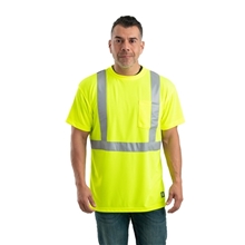 Berne Mens Tall Hi - Vis Class 2 Performance Short Sleeve T - Shirt