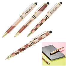 Unique Pattern Solid Wood Ballpoint Pen with Capacitive Stylus