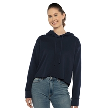 Next Level - Womens Laguna Sueded Raw Edge Crop Hoodie Sweatshirt