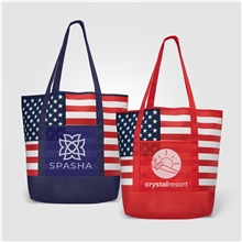 American Flag Non - Woven Tote Bag w / 210D Pocket