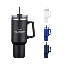 40 oz PP Lined Double Wall Tumbler With Handle Straw