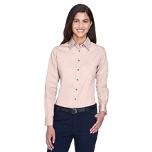 Harriton(R) Easy Blend(TM) Long - Sleeve TwillShirt with Stain - Release