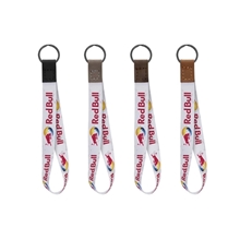 Dye Sublimated Keychain with Leather Accent