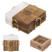 Acacia Wood And Resin Coaster Set