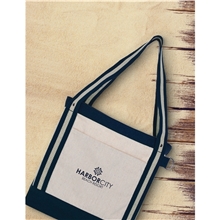 V Natural Striped Recycled Cotton Boat Tote